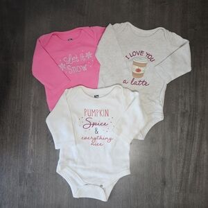 Set of Three Baby Onesies with Cute Prints